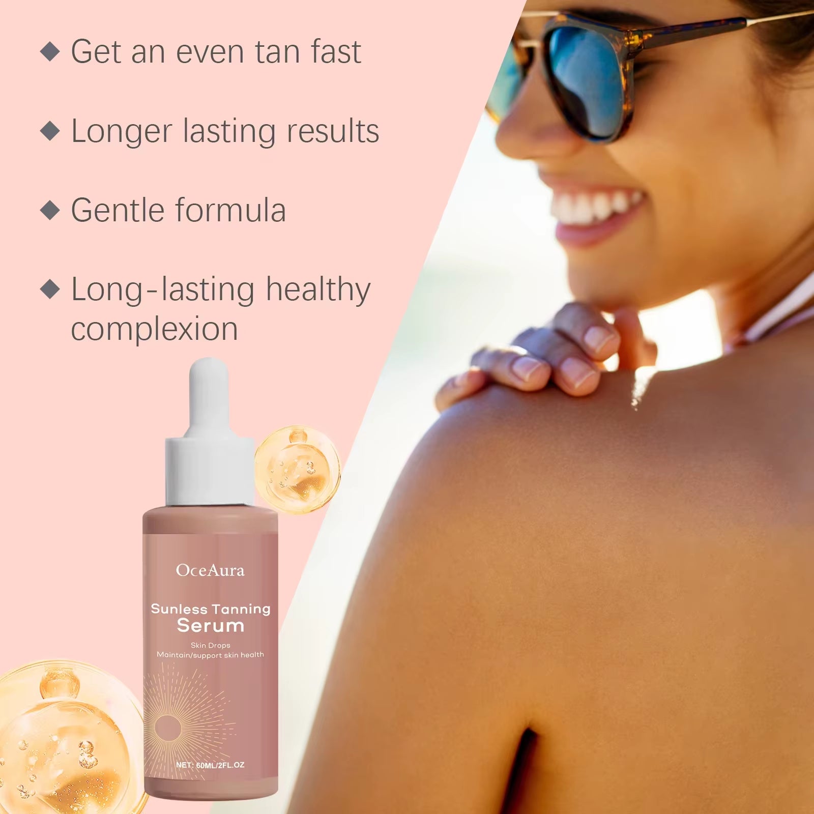 Self Tanning Drops Enhance Skin Melanin Liquid Bronzer Natural Tanner for Body Face Preventing Sunburn Sunless Tanning Products