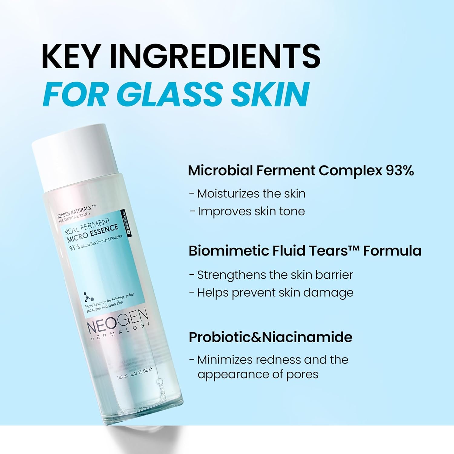 DERMALOGY by NEOGEN Real Ferment Micro Essence, Korean Skincare Toner & Essence with 93% Ferments for Instant Hydration and Healthy-Looking Skin, 5.07 Fl Oz (150 Ml)