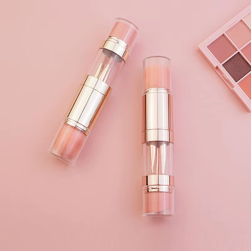 5 in 1 Portable Retractable Makeup Brushes for Foundation Eyebrow Lip Eyeshadow Loose Powder Cosmetic Set Makeup Brush Tools