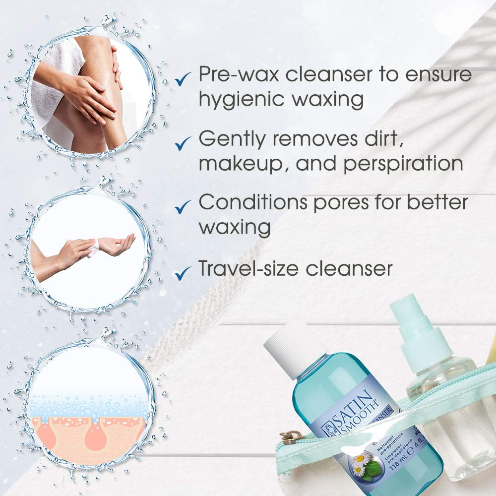 Pre Wax Cleanser - Antiseptic Skin Prep for Pre Wax Hair Removal, Deep Cleansing & Irritation-Free Waxing, Afterwax Care, 4 Oz, 2-Pack