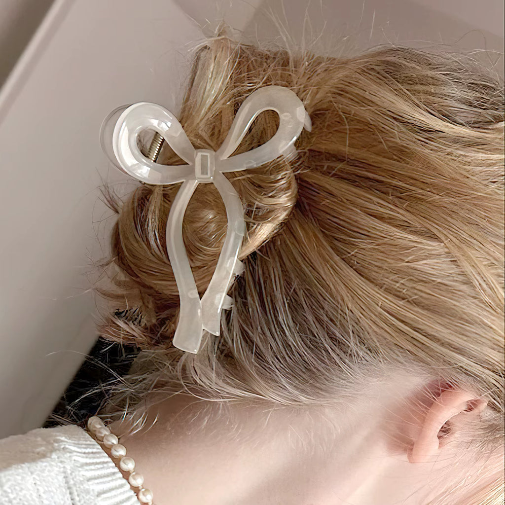 2Pcs Bows Claw Clips 2 Colors Hair Bows for Girls Ribbon Hair Clips Bow Trend Claw Clips for Thick Hair Pink Coquette Bows Clips