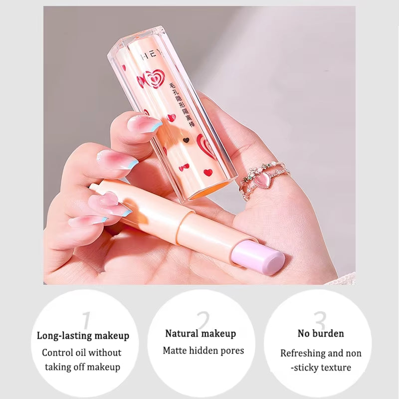 Invisible Pore Purple Primer Stick Waterproof Face Primer Makeup Base Gel Oil-Control Matte Smooth Fine Lines Isolation Primer