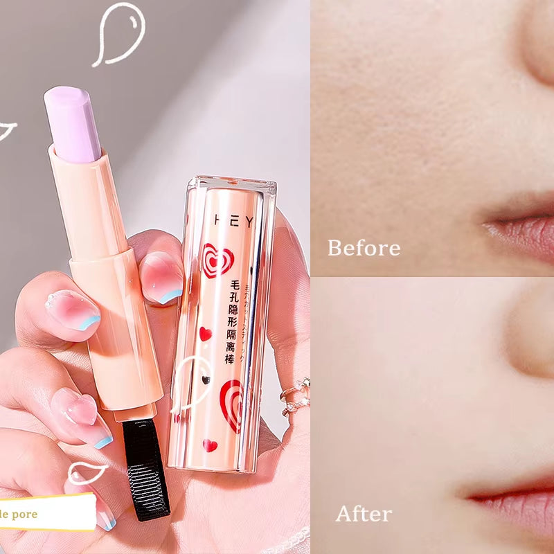 Invisible Pore Purple Primer Stick Waterproof Face Primer Makeup Base Gel Oil-Control Matte Smooth Fine Lines Isolation Primer