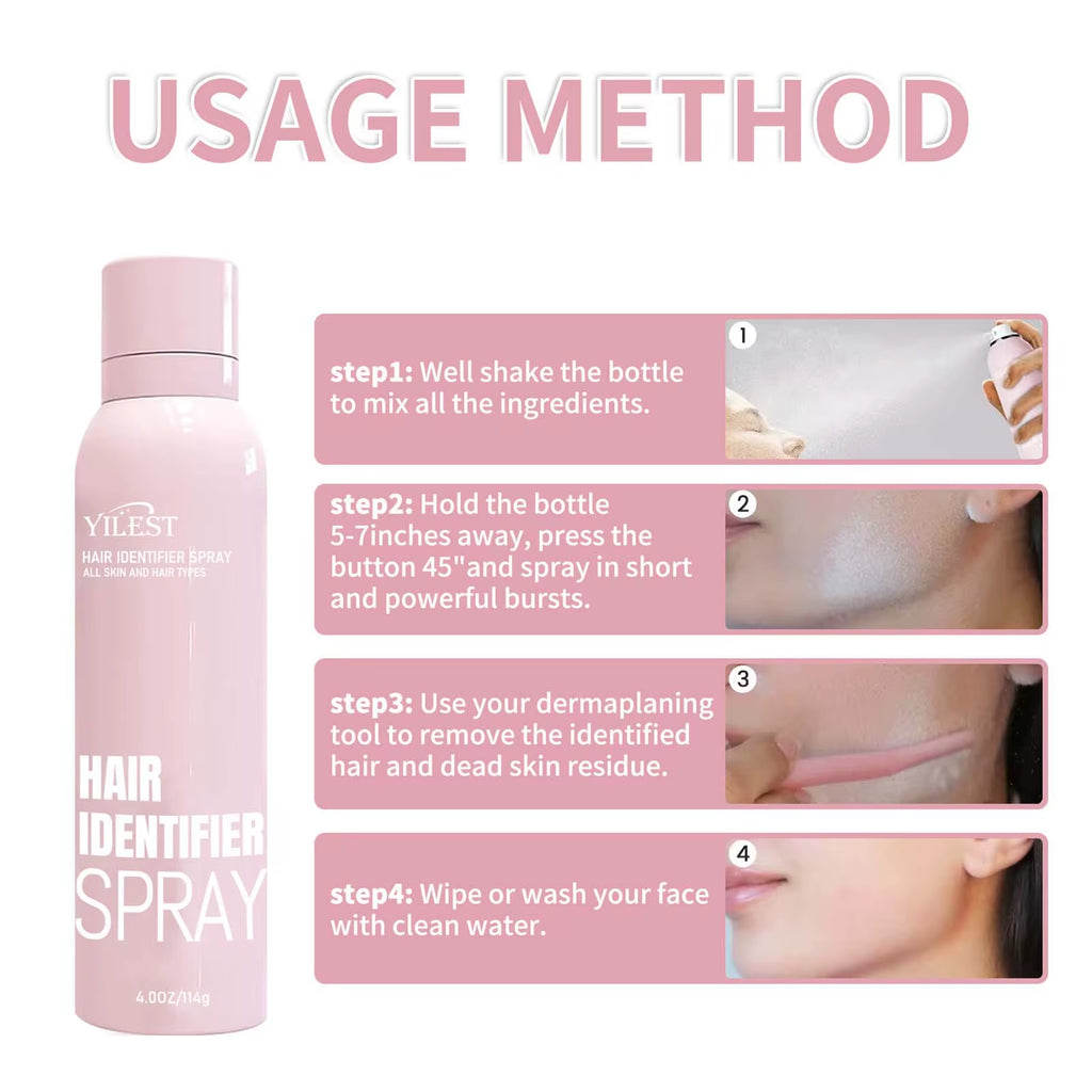 Facial Hair Removal Hair Identification Spray Painless Hair Remover Dermaplaning to Show Facial Hair Face Shaving Skin Care114G
