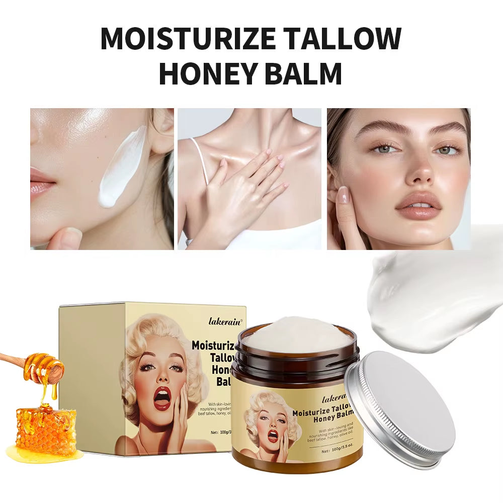 100G/3.5 0Z. Moisturize Tallow Honey Balm Whipped Beef Tallow and Manuka Honey Balm Moisturizer Body Lotion Skin Care&Lip Balm