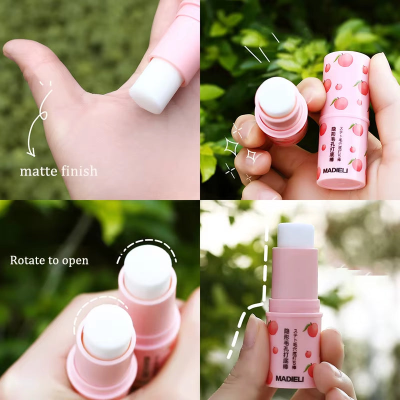 Invisible Pore Purple Primer Stick Waterproof Face Primer Makeup Base Gel Oil-Control Matte Smooth Fine Lines Isolation Primer